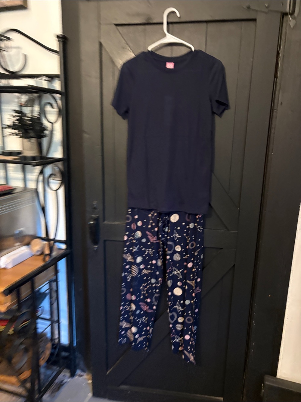 Navy Space-Print Short Sleeve Pajama Set